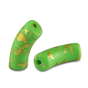 Acryl Tube Matt Light Green - Gold | 34 x11 mm | 5 st