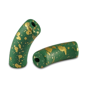 Acryl Tube Matt Dark Green - Gold | 34 x11 mm | 5 st