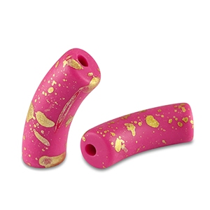 Acryl Tube Matt Fuchsia Gold | 34 x11 mm | 5 st