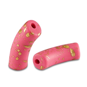 Acryl Tube Matt Pink - Gold | 34 x11 mm | 5 st