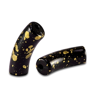 Acryl Tube Shiny Black -Gold | 34 x11 mm | 5 st