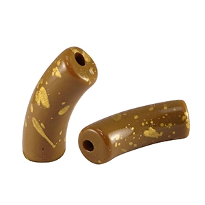 Acryl Tube Shiny Brown - Gold | 34 x 11 mm | 5 st