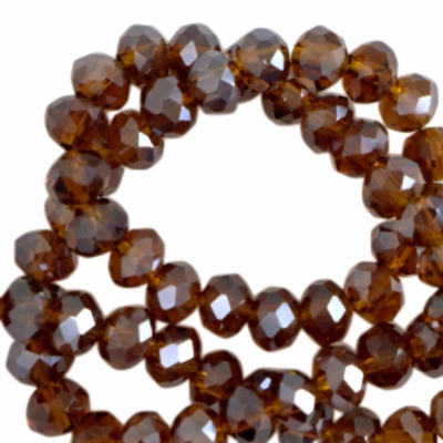 Bruin | Facet kraal | 6x4 mm Russet brown-amber pearl | ± 40