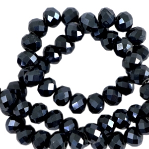 Zwart | Facet kraal | 4x3 mm Black Pearl | ± 60st