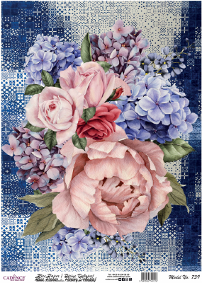 Cadence Rijst Decoupage Papier 739 30x42 cm Groot Boeket