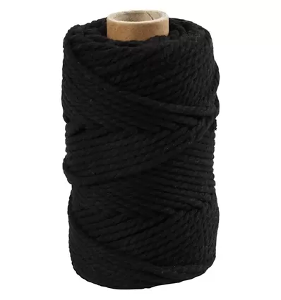 Macramékoord 2 mm 198 m Zwart