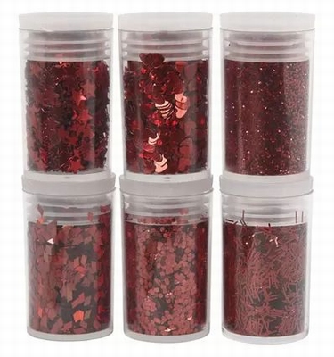 Glitter en Pailletten Set Rood 6x5 gr