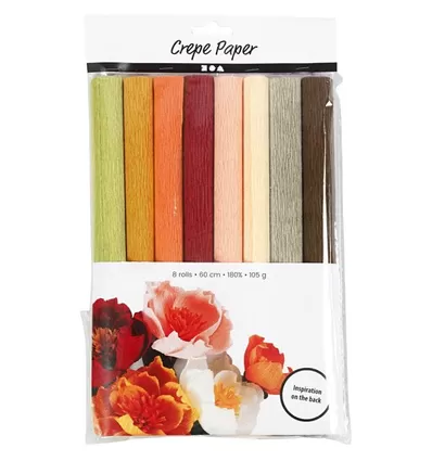 Crêpepapier Warme Tinten 8 stuks 25x60 cm