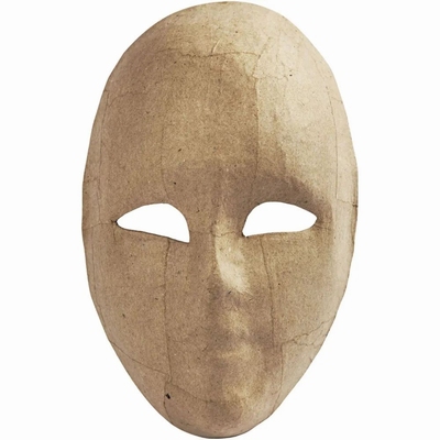 Papier Mache | Volledig masker, H: 23 cm, B: 16 cm