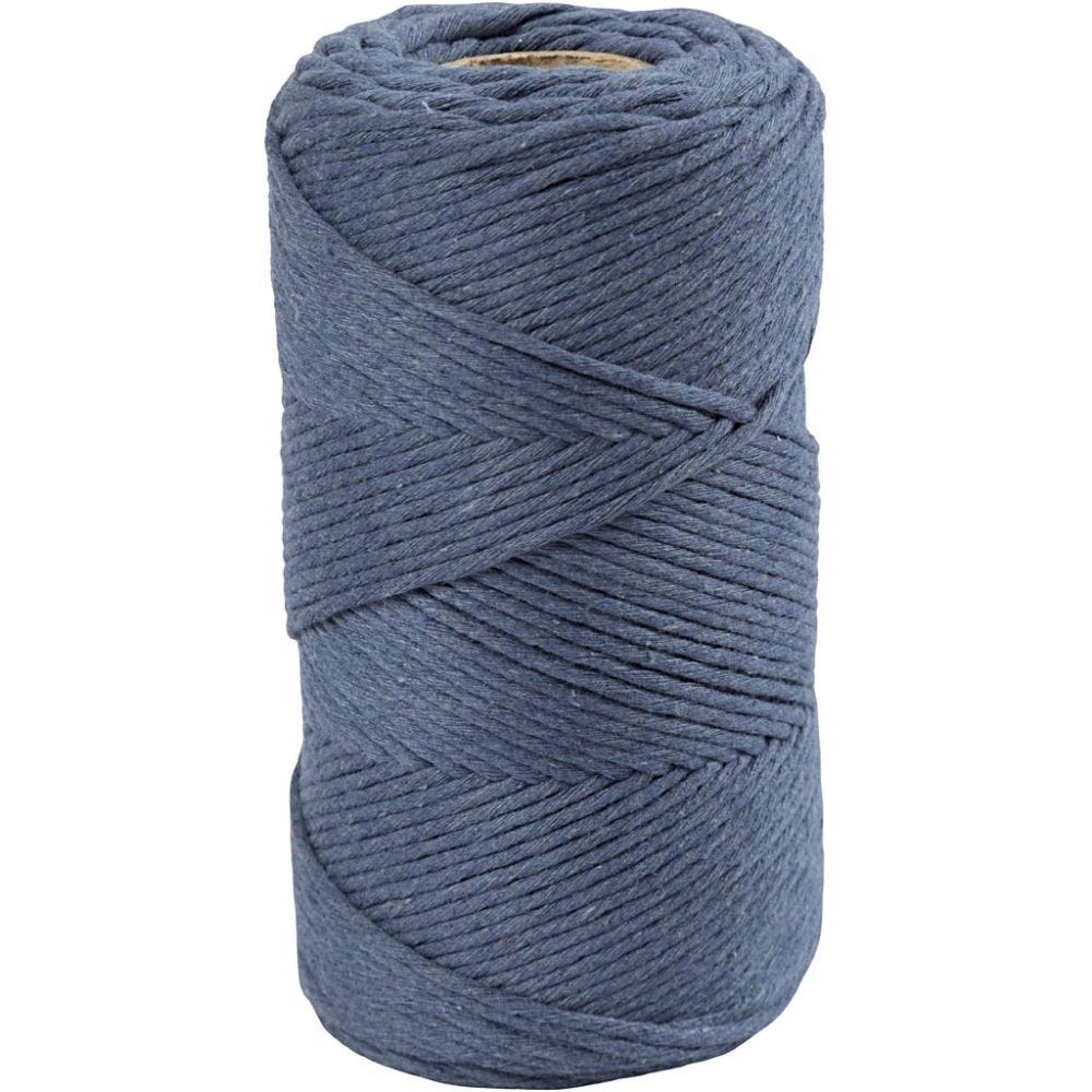 Macramé koord | 1  Rol, 330 gr, L: 198 m, D 2 mm | Blauw