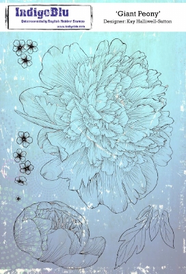 IndigoBlu Giant Peony A5 Stamp by Kay Halliwell-Sutton