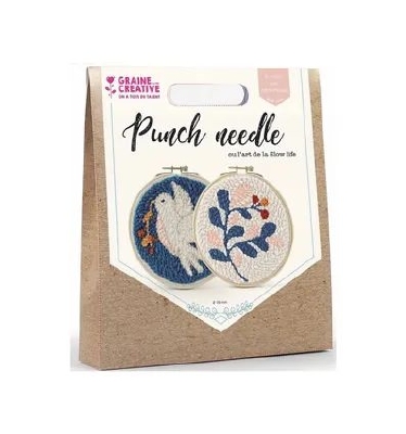 Graine Creative Punch Needle Kit Duo Vogel met Bloem