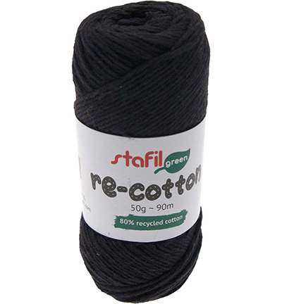 Re-cotton, Black | 50gr | 90mtr  | dikte 1mm