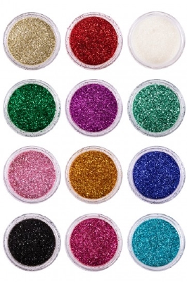 PXP biodegradable powder glitter 2.5 gr. eco set 12 assorted