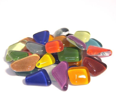 Soft Glas Polygonal Helder Mix Bont 65 gr