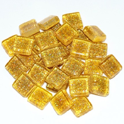 Soft Glas Vierkant Glitter Geel 65 gr
