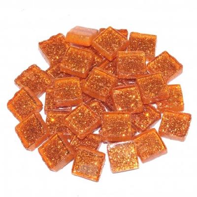 Soft Glas Vierkant Glitter Oranje 65 gr