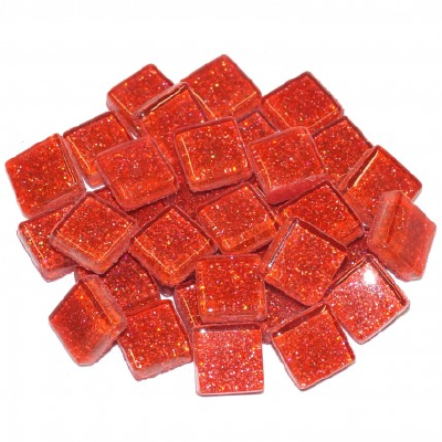 Soft Glas Vierkant Glitter Rood 65 gr