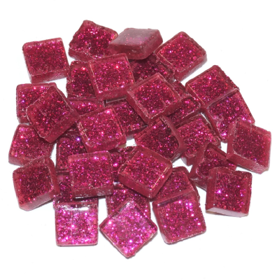 Soft Glas Vierkant Glitter Roze 65 gr