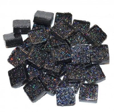 Soft Glas Vierkant Glitter Zwart 65 gr
