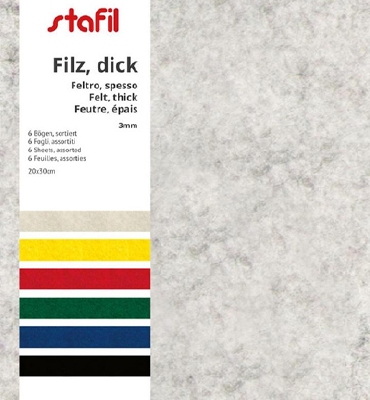 Stafil Vilt Set 6 kleure | 20x30cm | 3mm