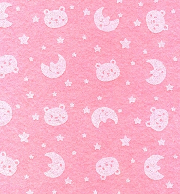 Stafil Vilt bear/moon, Baby Pink/White | 30x40cm | 1mm