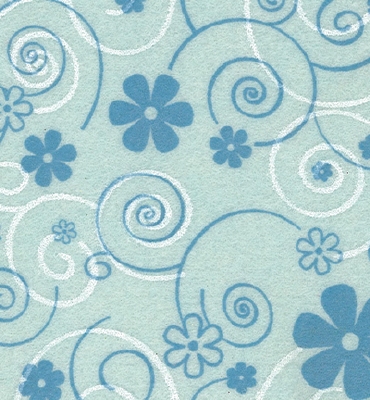Stafil Vilt curly flowers, L. Blue/Blue+White | 30x40cm | 1m
