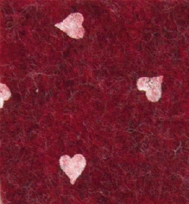 Stafil Vilt hearts, Red melange/White | 30x40cm | 1mm