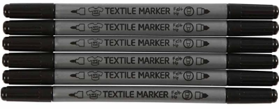 Textielstiften zwart | 6 st
