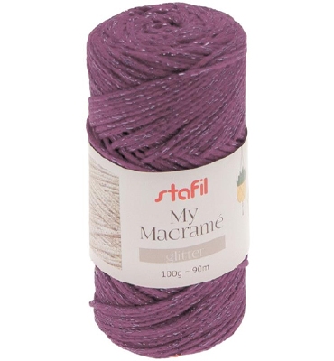 Stafil My Macrame Glitter, Plum 100gr / 90mtr.