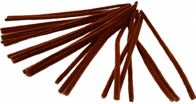 Chenille draad, 9 mm, Bruin - 25 stuks in zakje