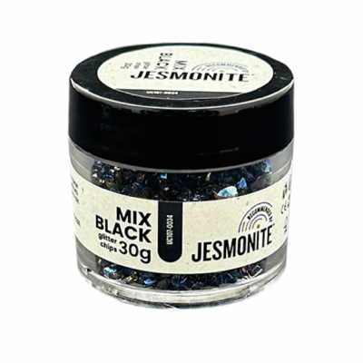 Jesmonite Glitter Chips 30g Zwart Mix