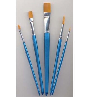 Artist Brush Set, 1x liner, 1x round, 3x flat, 5 pcs