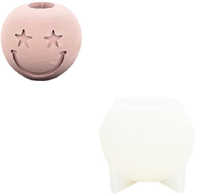 Siliconen mal |  Kaarsenstandaard Ster Smiley | 9,5 x 7,5cm