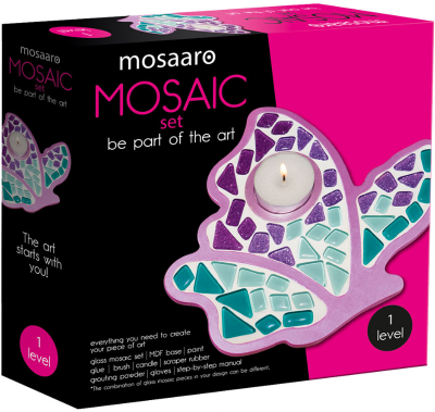 Mosaaro Mozaiek set Glas Mozaiek Kaarsenhouder Vlinder