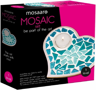 Mosaaro Mozaiek set Glas Mozaiek Kaarsenhouder Hart