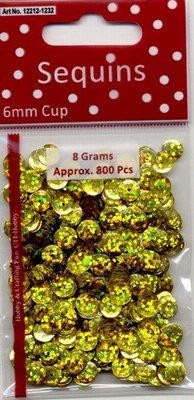 Pailletten hologram goudkleur 6 mm 8 GR