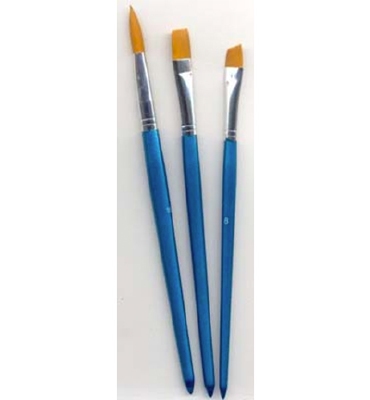 Artist Brush Set, 1x angular, 1x flat, 1x round, 3 pcs