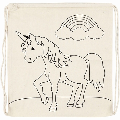 Rugzak, afm 37x41 cm, 110 g/m2, licht naturel, unicorns