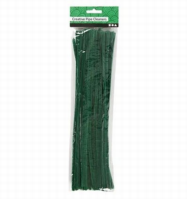 Chenille draad, 6 mm, Groen- 50 stuks in zakje