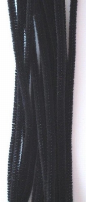 Chenille draad, 6 mm, Zwart - 50 stuks in zakje