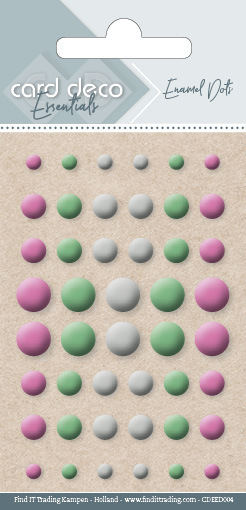 Card Deco Essentials-Enamel Dots Pink Green and White