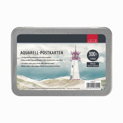 AMI Aquarel  postkaarten | 24 stuks in blik