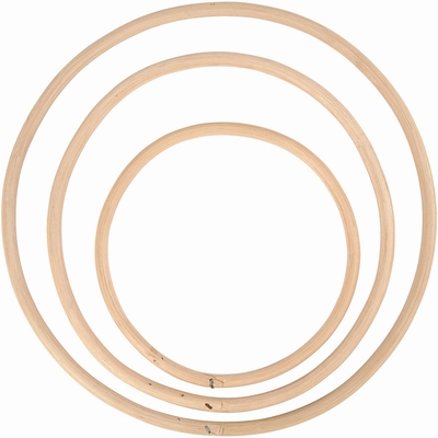 Bamboe ringen, d: 15,3+20,3+25,5 cm, naturel, 3stuks