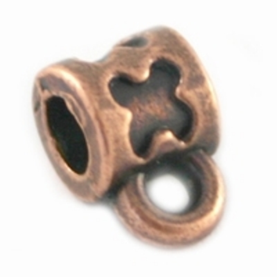 Metalen buisje met ring voor bedel (koper) | 10 stuks