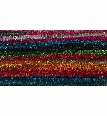 Chenille draad | Glitter assorti kleuren | 24 stuks | 8mm