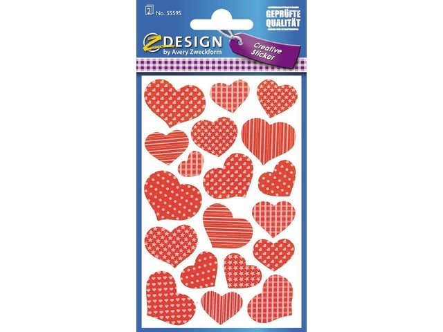 Papieretiket Z-design Creative pakje a 2 vel neon rode hart