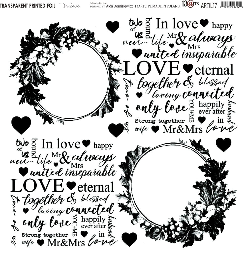 13@rts In Love Transparent foil  12x12 inch