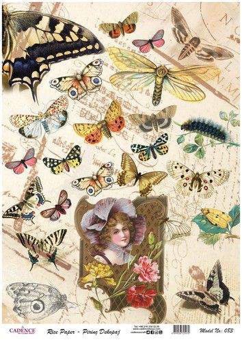 Cadence rijstpapier Vintage - vlinders Model No: 083