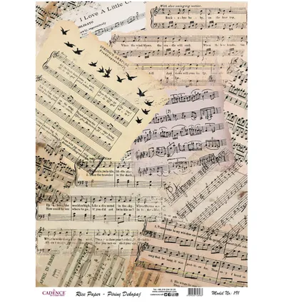 Cadence Rijst Decoupage Papier 191 30x42 cm Bladmuziek